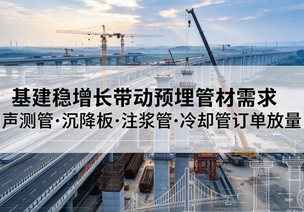 长治基建稳增长带动预埋监测管材需求，声测管、沉降板、注浆管订单持续放量